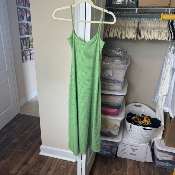 WeWoreWhat NWT Green Crystal Sleeveless Midi Slip Dress with Floral Detail - Picture 12 of 16